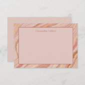 ピンクモダンと金ゴールド抽象芸術エレガント ノートカード (正面/裏面)
