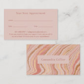 ピンクモダンと金ゴールド抽象芸術エレガント 予約カード (正面/裏面)