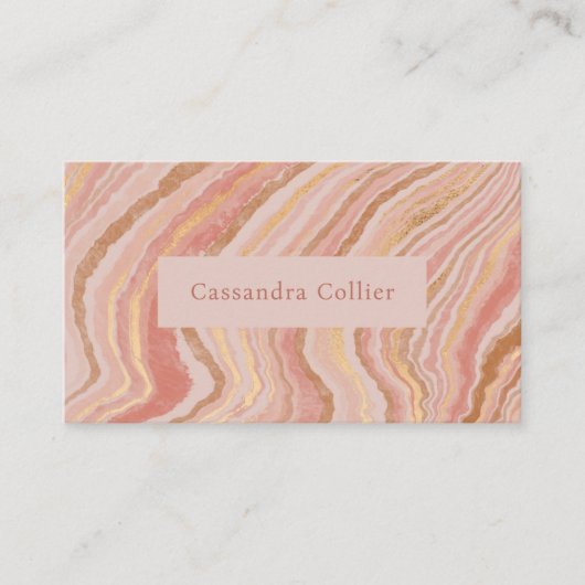 ピンクモダンと金ゴールド抽象芸術エレガント 名刺 (正面)