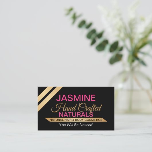 ピンクモダンと金ゴールド 名刺 (スタンド正面)