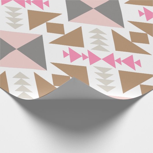 ピンクモダンと銅のジオメトリックキルトデザイン ラッピングペーパー (角)