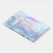 ピンクモダンと青の水色の渦巻きグリッター ポストイット (アングル)