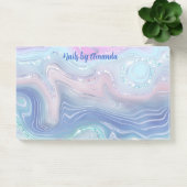 ピンクモダンと青の水色の渦巻きグリッター ポストイット (オフィス)