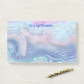 ピンクモダンと青の水色の渦巻きグリッター ポストイット (デスク)