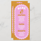 ピンクモダンと黄色のレトロの波型アーチメニュー メニュー (正面/裏面)