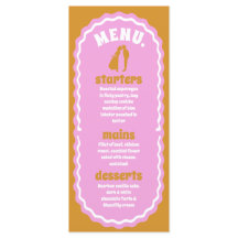 ピンクモダンと黄色のレトロの波型アーチメニュー