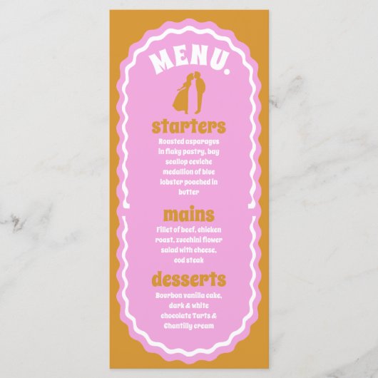 ピンクモダンと黄色のレトロの波型アーチメニュー メニュー (正面)