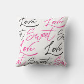 ピンクモダンと黒の愛と甘い柄 クッション (裏面)