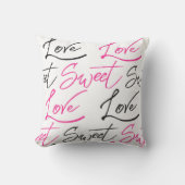 ピンクモダンと黒の愛と甘い柄 クッション (正面)