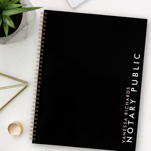 ピンクモダンと黒の縦公証人 ノートブック