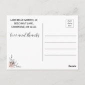 ピンクモダンと黒の花の金ゴールドドット結婚ズ ポストカード (裏面)