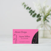 ピンクモダンと黒の装飾用の角が曲がった華美 名刺 (スタンド正面)