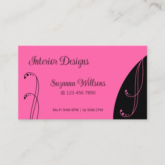 ピンクモダンと黒の装飾用の角が曲がった華美 名刺 (正面)