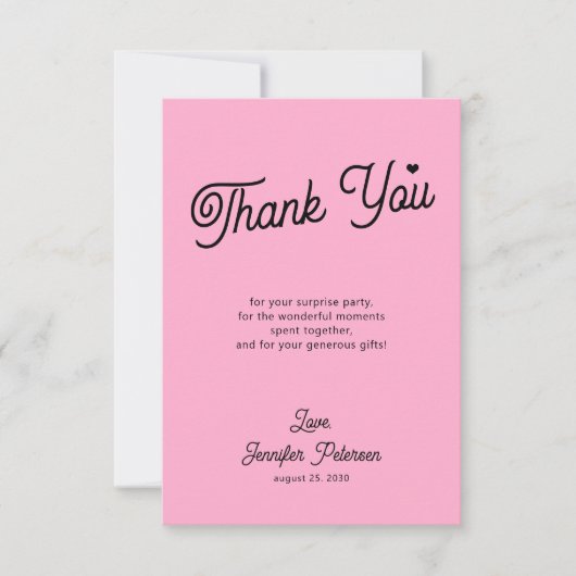 ピンクモダンと黒の誕生日 サンキューカード (正面)