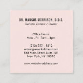 ピンクモダンに歯医者の歯の黒いロゴ スクエア名刺 (裏面)