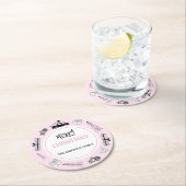 ピンクモダンに白黒イラストレーション ラウンドペーパーコースター (インサイチュ)