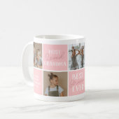 ピンクモダンのおばあちゃん写真コラージュ コーヒーマグカップ (正面左)