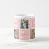 ピンクモダンのおばあちゃん写真コラージュ コーヒーマグカップ (中央)