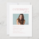 ピンクモダンのアーチ写真の卒業発表 招待状 (裏面)