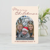 ピンクモダンのアーチ写真クリスマス シーズンカード (スタンド正面)