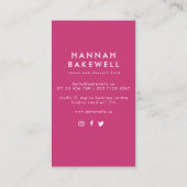 ピンクモダンのウォーターカラーケーキと花 名刺 (裏面)