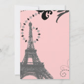 ピンクモダンのエッフェルタワーヴィンテージパリ結婚ス 招待状 (裏面)