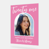 ピンクモダンのエレガント写真21歳の誕生日サイン アクリルサイン (傾斜)