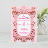 ピンクモダンのエレガント誕生日 招待状 (スタンド正面)