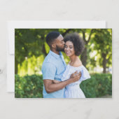 ピンクモダンのオレンジ色の花結婚の写真バック セーブザデート (裏面)