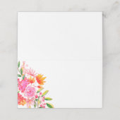 ピンクモダンのオレンジ色の花結婚の歓迎 プレイスカード (外部開封)