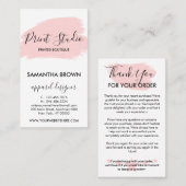 ピンクモダンのカスタマイズ可能なロゴのご注文 名刺 (正面/裏面)