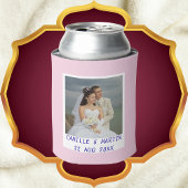 ピンクモダンのカスタムウェディングフォトパーソナライズされた 缶クーラー