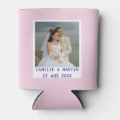 ピンクモダンのカスタムウェディングフォトパーソナライズされた 缶クーラー (正面)