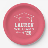 ピンクモダンのカスタム卒業式パーティー ペーパープレート (正面)