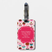ピンクモダンのカップケーキガーリー ラゲッジタグ (裏面縦)