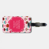 ピンクモダンのカップケーキガーリー ラゲッジタグ (裏面横)