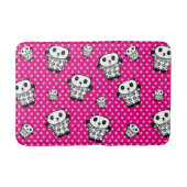 ピンクモダンのガーリーかわいいかわいいパンダベア水玉模様 バスマット (正面)