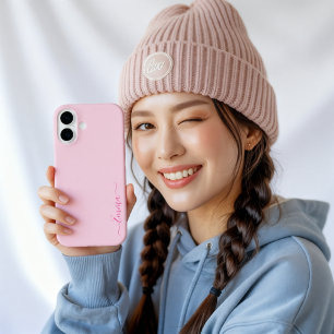 ピンクモダンのガーリープリントトレンディー iPhone 16ケース