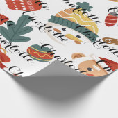 ピンクモダンのクリスマスツリー名ギフトパーソナライズされた ラッピングペーパー (角)