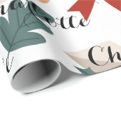 ピンクモダンのクリスマスツリー名ギフトパーソナライズされた ラッピングペーパー (ロールコーナー)