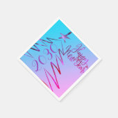 ピンクモダンのクリスマスツリー新年パーティー スタンダードカクテルナプキン (角)