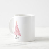 ピンクモダンのクリスマスツリー コーヒーマグカップ (正面左)