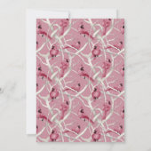 ピンクモダンのクリスマス（鳥）ショウジョウコウカンチョウバードベイビーシャワー 招待状 (裏面)