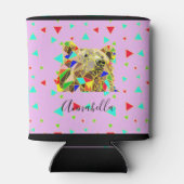 ピンクモダンのグリズリーベア三角形パターン 缶クーラー (裏面)