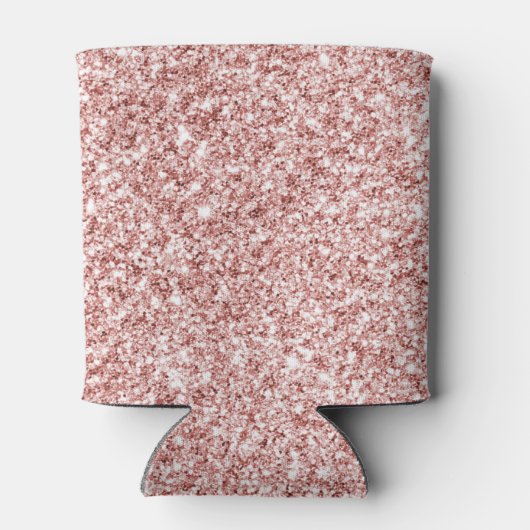 ピンクモダンのグリッターと花が名前と輝く 缶クーラー (裏面)