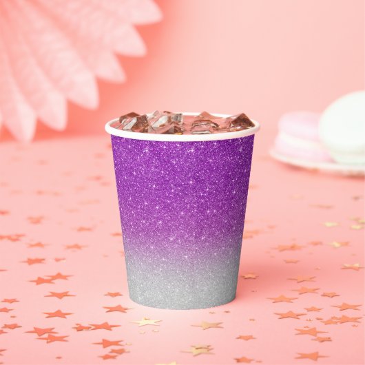 ピンクモダンのグリッターパタグラデーションーン 紙コップ (インサイチュ)