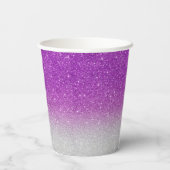 ピンクモダンのグリッターパタグラデーションーン 紙コップ (裏面)