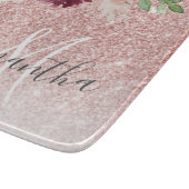 ピンクモダンのグリッター&花の名前の輝き カッティングボード (角)