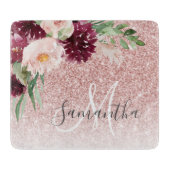 ピンクモダンのグリッター&花の名前の輝き カッティングボード (正面)