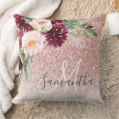 ピンクモダンのグリッター&花の名前の輝き クッション (ブランケット)